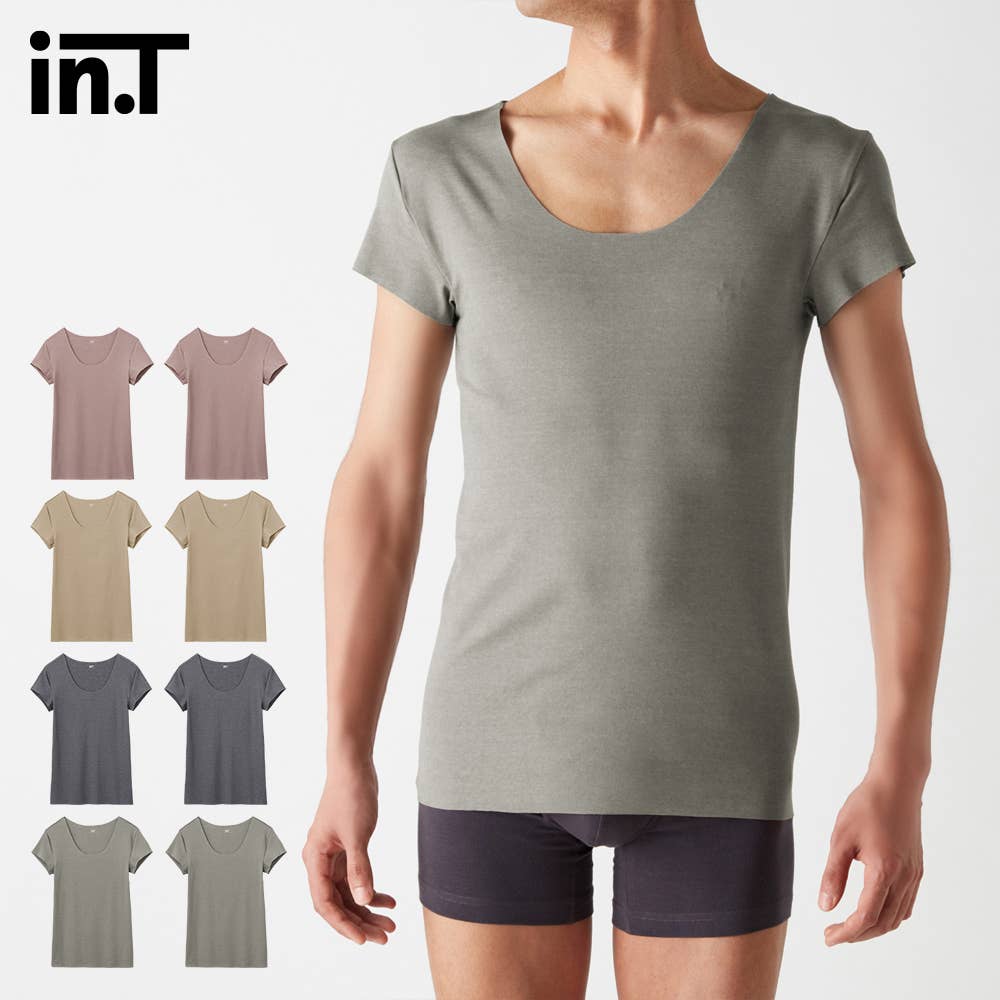 【ネット限定２枚セット】【Ｔシャツ専用】綿リッチ・汗取りパッド付きクルーネック（短袖）【送料無料】